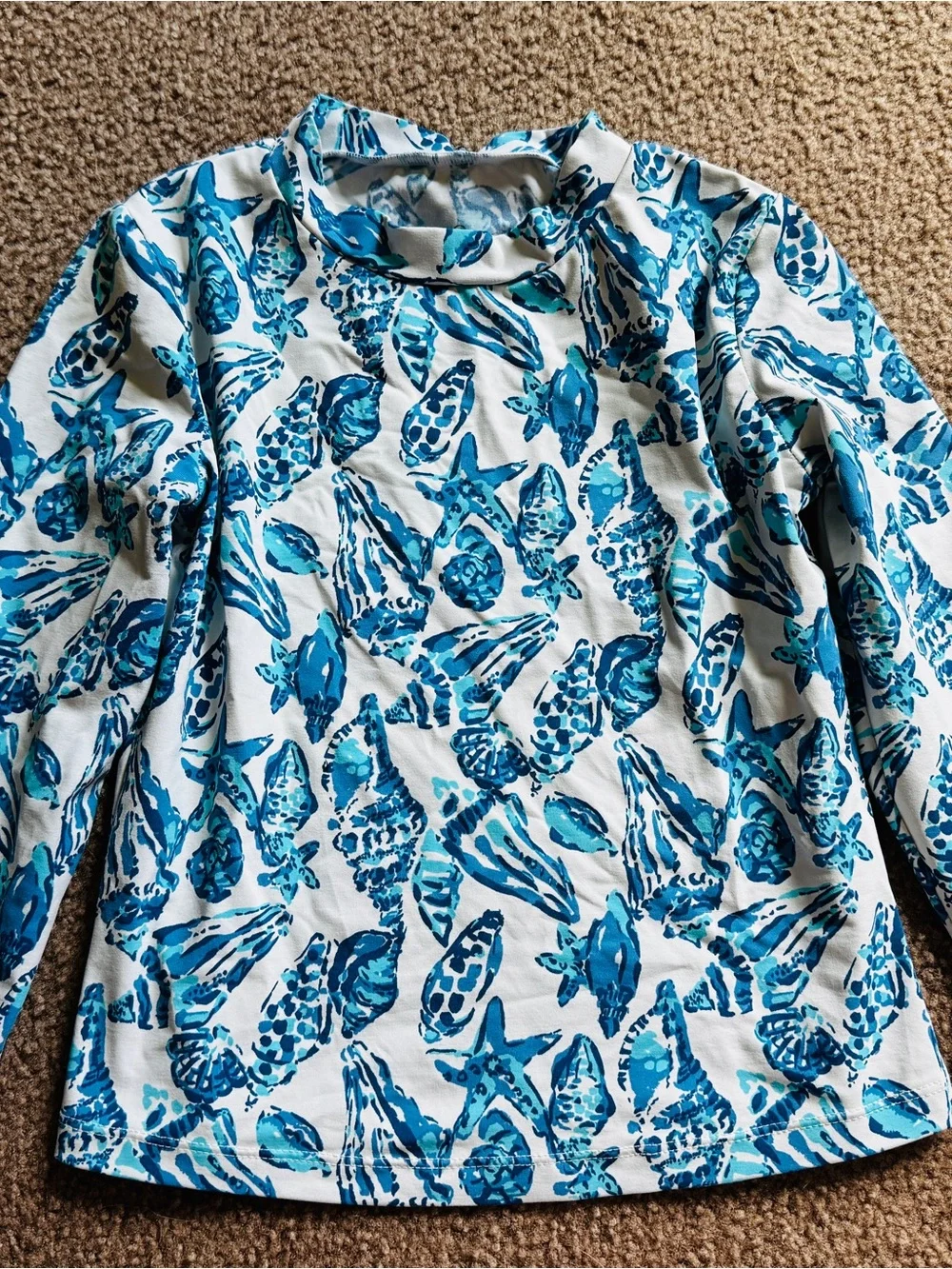Lilly Pulitzer White & Blue Seashell Long-Sleeve Rashguard